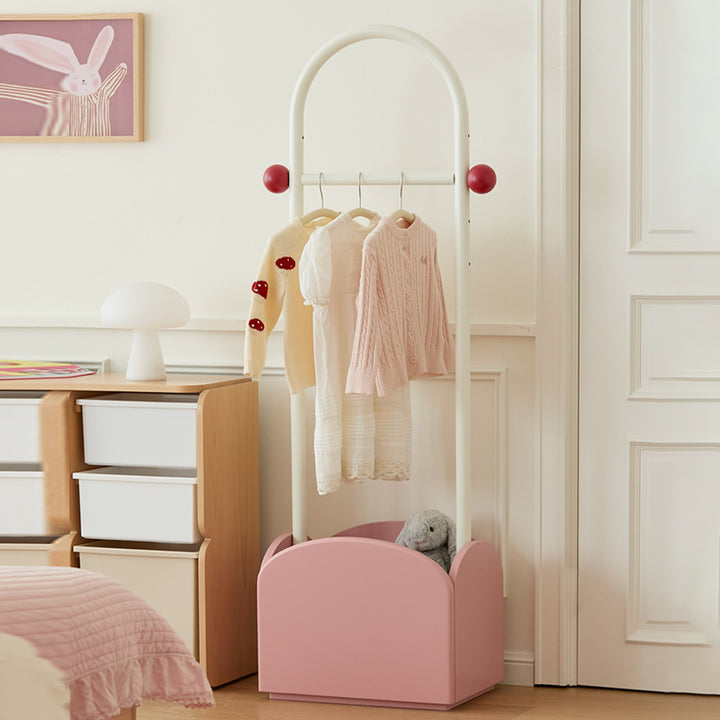 Space-Saving Kids Wardrobe Stand - Adjustable Carbon Steel Frame & Beech Wood Base Hall Tree For Entryway & Hallway
