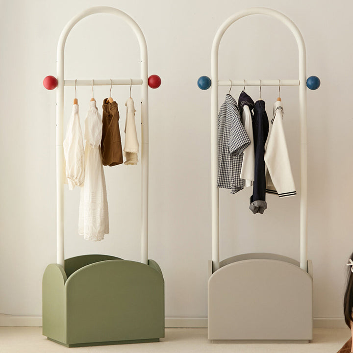 Space-Saving Kids Wardrobe Stand - Adjustable Carbon Steel Frame & Beech Wood Base Hall Tree For Entryway & Hallway