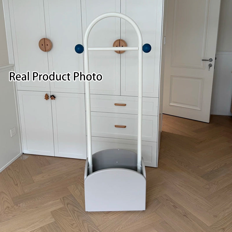Platzsparender Kleiderständer für Kinder - Garderobe für Eingangsbereich &amp; Flur mit verstellbarem Rahmen aus Carbonstahl und Sockel aus Buchenholz 