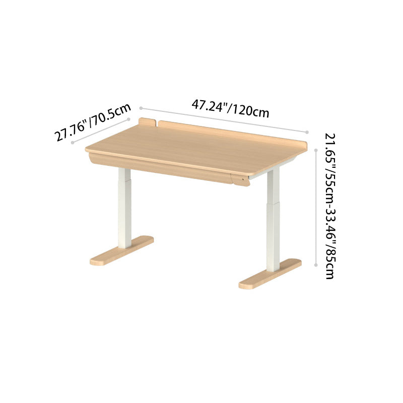 Growth-Oriented Kids Height-Adjustable Desk - Straight-Joint Beech &amp; Carbon Steel Construction Study Desk For Study