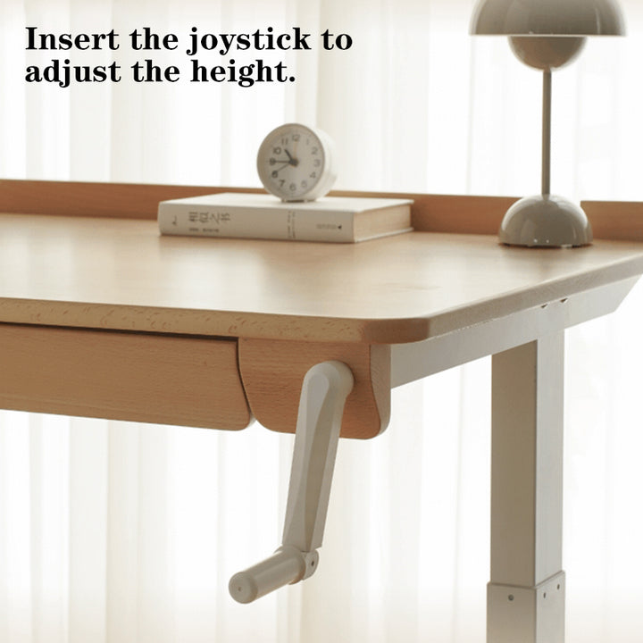 Growth-Oriented Kids Height-Adjustable Desk - Straight-Joint Beech &amp; Carbon Steel Construction Study Desk For Study