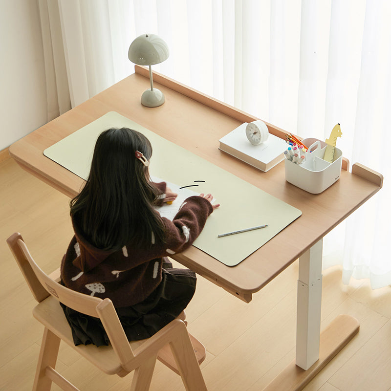 Growth-Oriented Kids Height-Adjustable Desk - Straight-Joint Beech &amp; Carbon Steel Construction Study Desk For Study