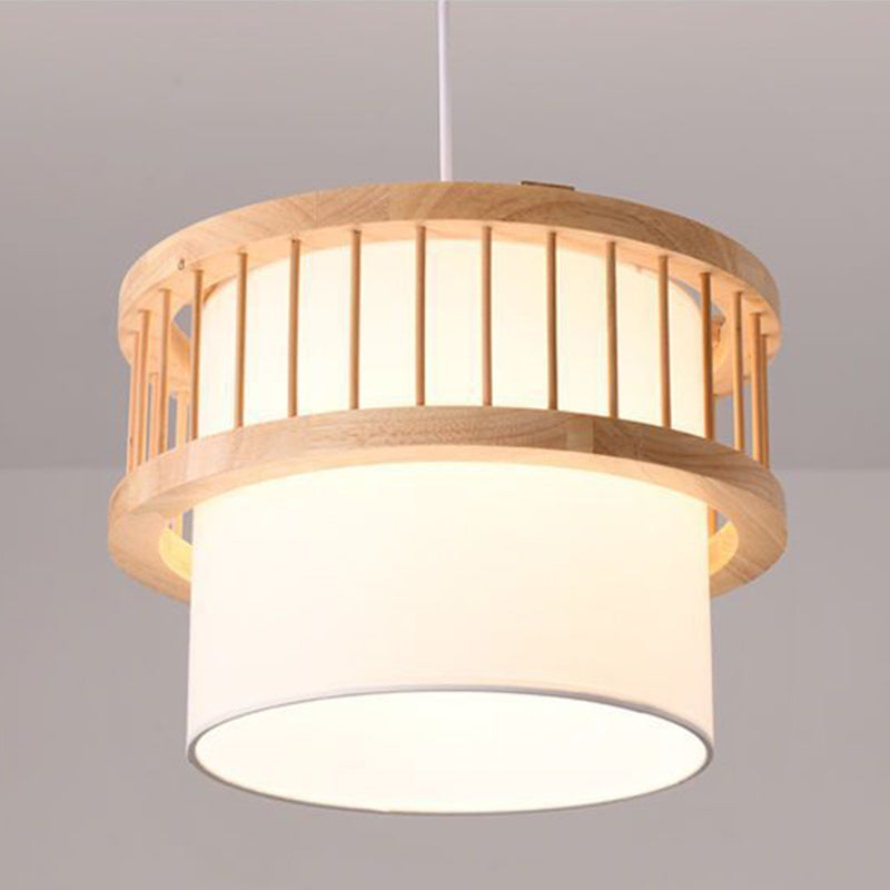 Chandelier Traditionnel Japonais en Bois avec Abat-Jour Rond 1/4 Lumière pour Salle à Manger 