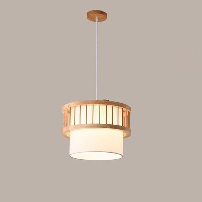 Chandelier Traditionnel Japonais en Bois avec Abat-Jour Rond 1/4 Lumière pour Salle à Manger 