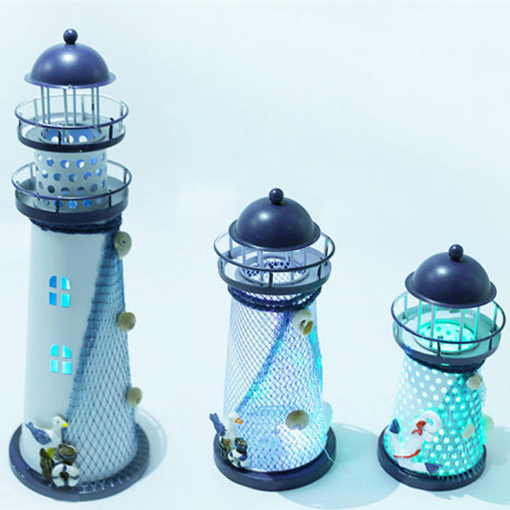 Modern Art Deco Lighthouse Shape Round Iron LED Table Lamp For Bedroom