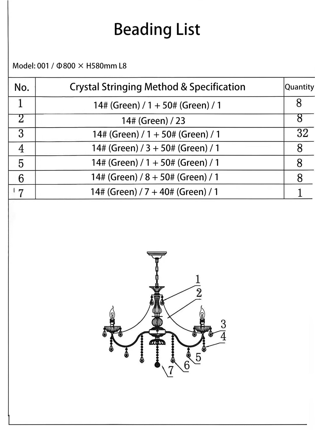 Candelabros de columna de cristal de cobre francés tradicional con 3/6/8 luces para sala de estar 