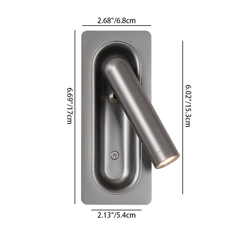 Rectangular Aluminum LED Wall Light With Concealed Switch- Nordic Adjustable Spotlight Wall Sconce For Living Room