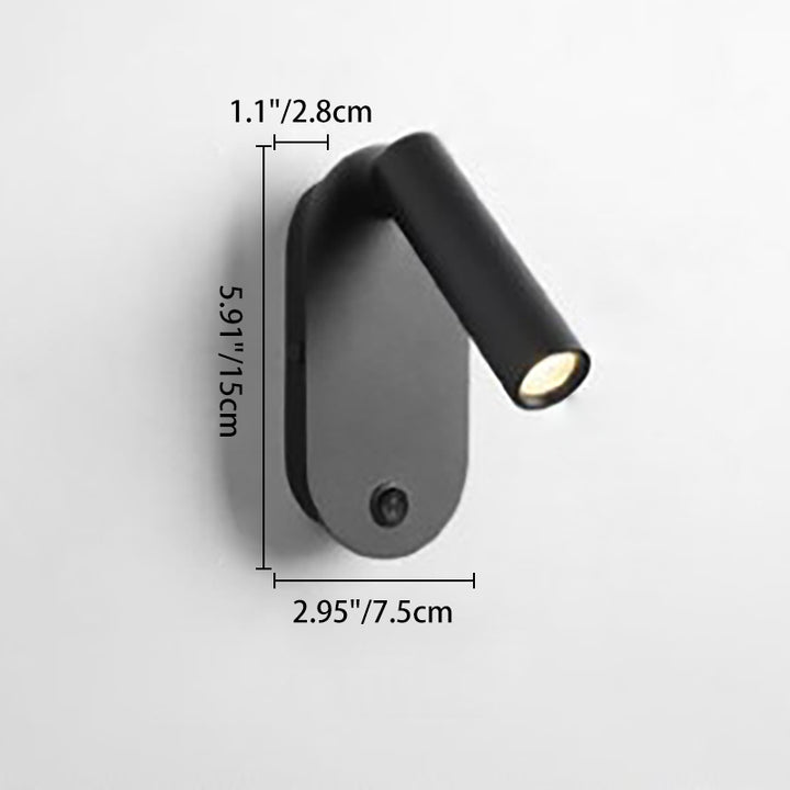 Oval Aluminium LED-Wandleuchte - Minimalistische Nachttischleselampe mit verstellbarem Spotlicht für das Wohnzimmer 