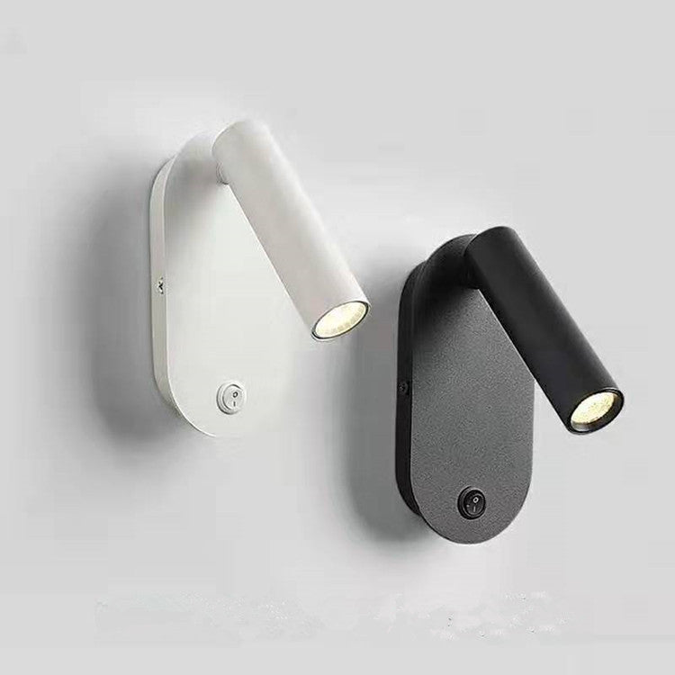 Oval Aluminum LED Wall Lamp - Minimalist Bedside Reading Light With Adjustable Spotlight For Living Room