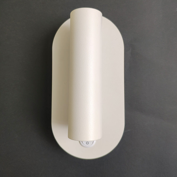 Oval Aluminum LED Wall Lamp - Minimalist Bedside Reading Light With Adjustable Spotlight For Living Room