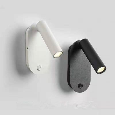Oval Aluminum LED Wall Lamp - Minimalist Bedside Reading Light With Adjustable Spotlight For Living Room