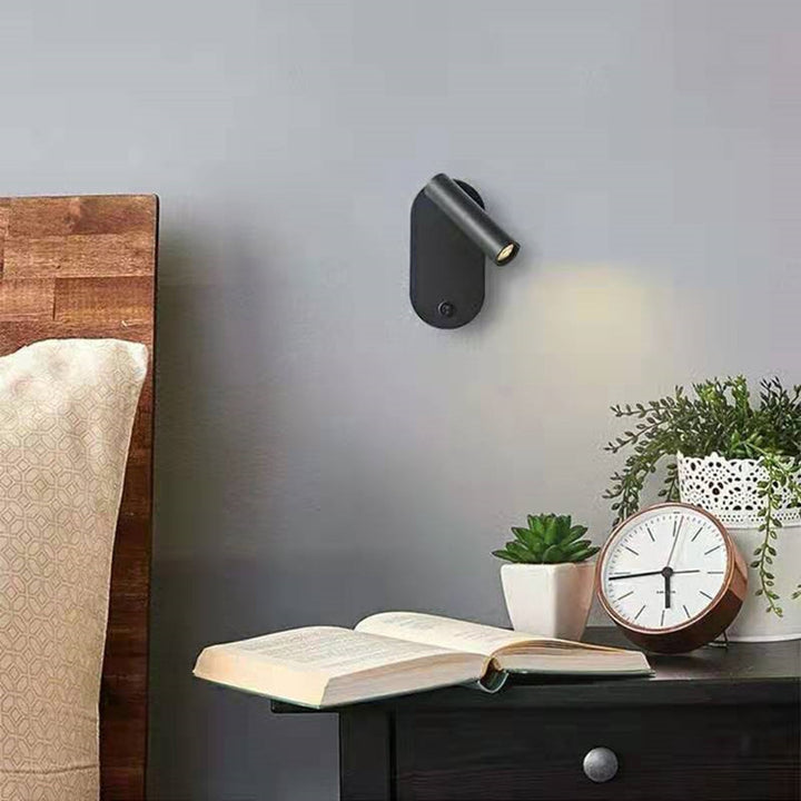 Oval Aluminium LED-Wandleuchte - Minimalistische Nachttischleselampe mit verstellbarem Spotlicht für das Wohnzimmer 