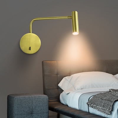 Cylinder Round Aluminum Iron LED Wall Light - Minimalist Adjustable Bedside Reading Light For Living Room