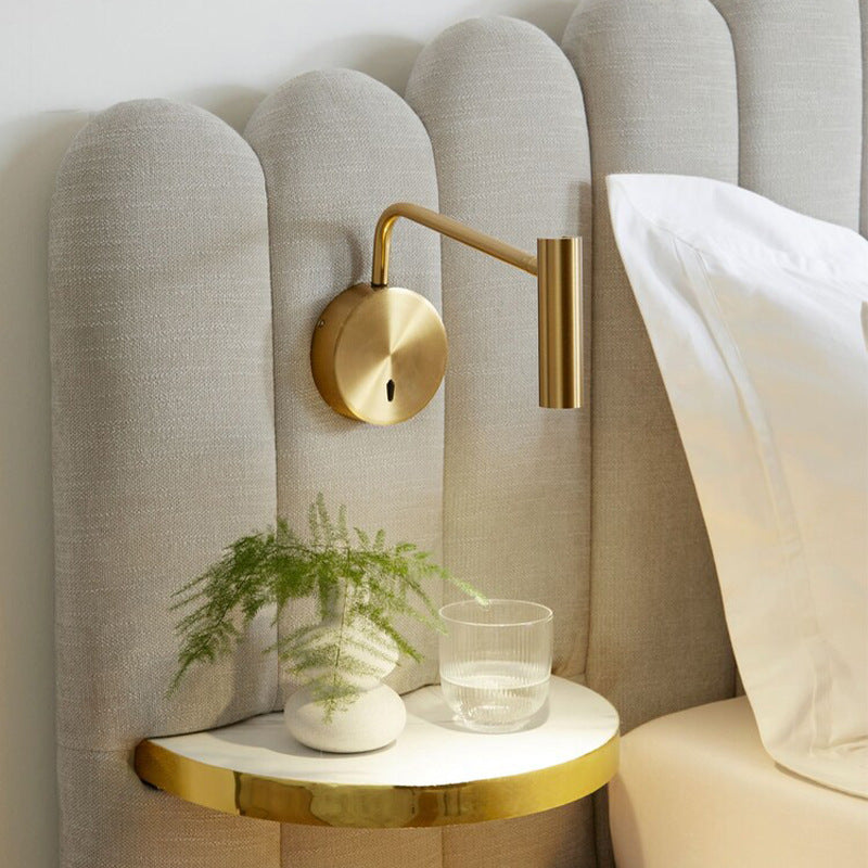 Cylinder Round Aluminum Iron LED Wall Light - Minimalist Adjustable Bedside Reading Light For Living Room