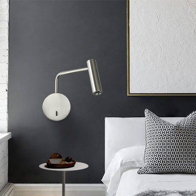Cylinder Round Aluminum Iron LED Wall Light - Minimalist Adjustable Bedside Reading Light For Living Room