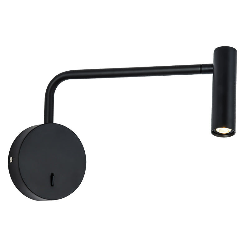 Cylinder Round Aluminum Iron LED Wall Light - Minimalist Adjustable Bedside Reading Light For Living Room