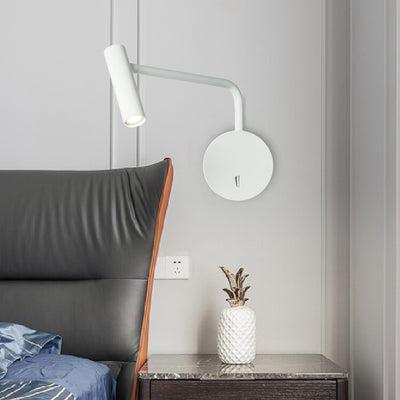 Cylinder Round Aluminum Iron LED Wall Light - Minimalist Adjustable Bedside Reading Light For Living Room
