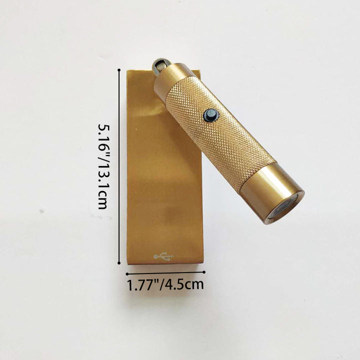 Cilindro Rectangular de Aluminio Luz de Pared LED - Foco Ajustable Industrial con Cargador USB para Dormitorio 