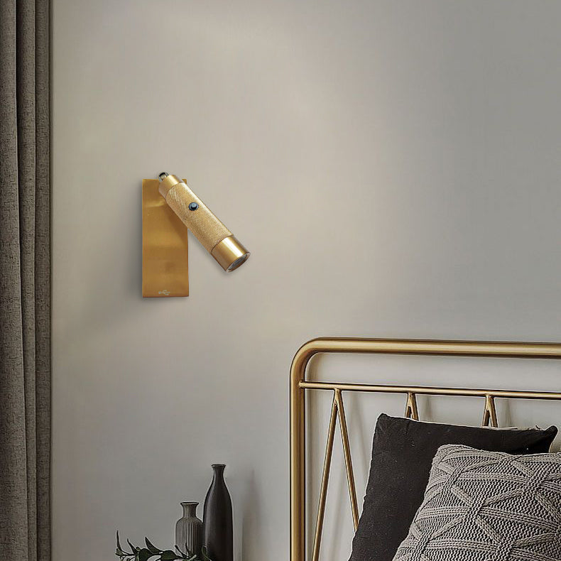 Rectangular Cylinder Aluminum LED Wall Light - Industrial Adjustable Spotlight With USB Charger For Bedroom