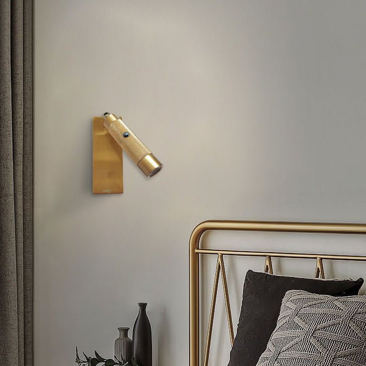 Cilindro Rectangular de Aluminio Luz de Pared LED - Foco Ajustable Industrial con Cargador USB para Dormitorio 