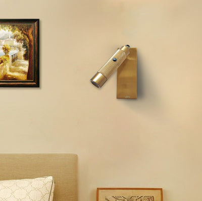 Rectangular Cylinder Aluminum LED Wall Light - Industrial Adjustable Spotlight With USB Charger For Bedroom