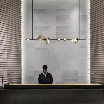 Geometric Linear Carbon Steel Acrylic LED Chandelier - Creative Suspension Island Light For Dining Room