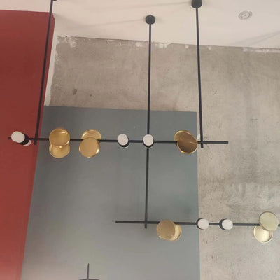 Geometric Linear Carbon Steel Acrylic LED Chandelier - Creative Suspension Island Light For Dining Room