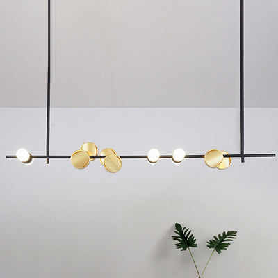 Geometric Linear Carbon Steel Acrylic LED Chandelier - Creative Suspension Island Light For Dining Room