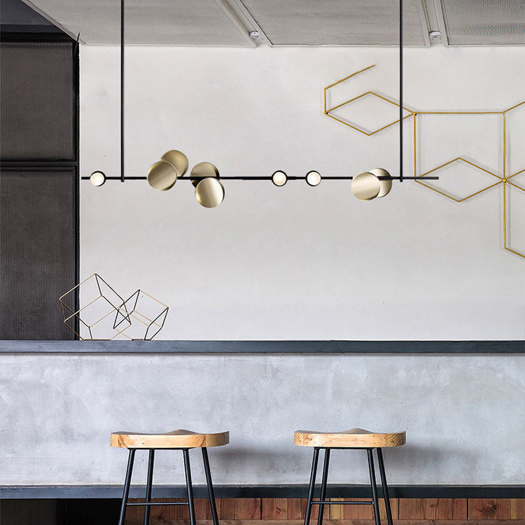 Geometric Linear Carbon Steel Acrylic LED Chandelier - Creative Suspension Island Light For Dining Room