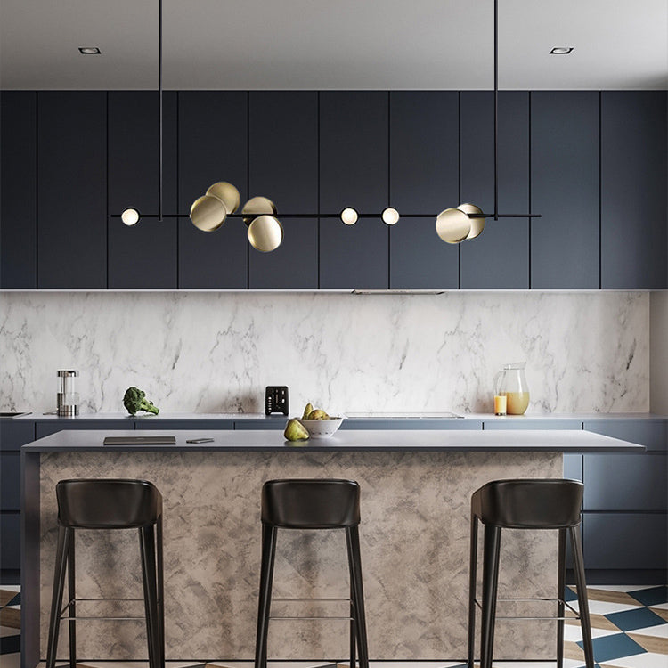 Geometric Linear Carbon Steel Acrylic LED Chandelier - Creative Suspension Island Light For Dining Room