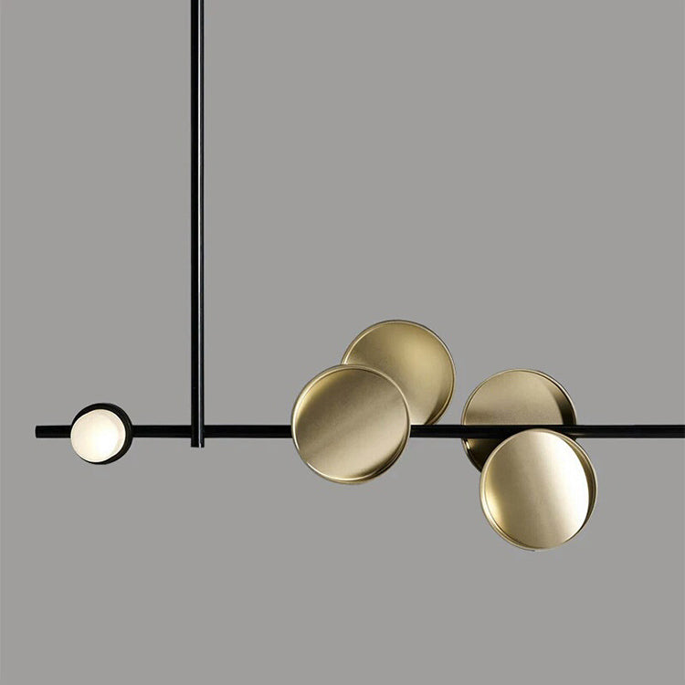 Geometric Linear Carbon Steel Acrylic LED Chandelier - Creative Suspension Island Light For Dining Room