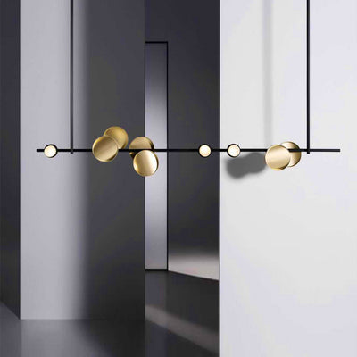 Geometric Linear Carbon Steel Acrylic LED Chandelier - Creative Suspension Island Light For Dining Room