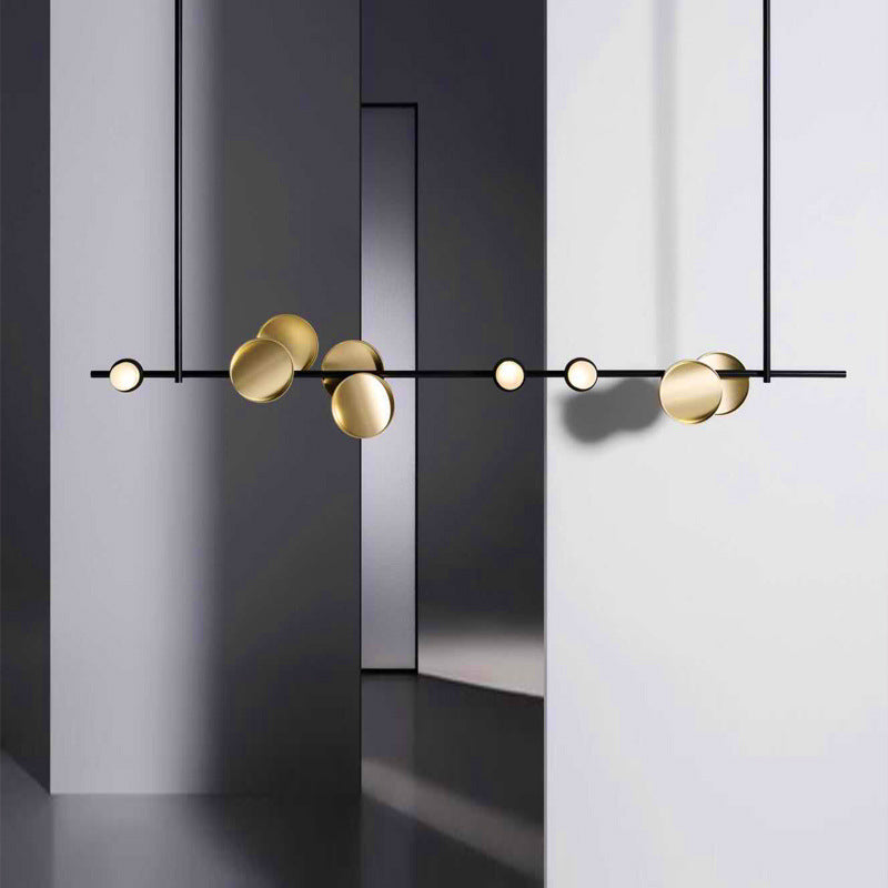 Geometric Linear Carbon Steel Acrylic LED Chandelier - Creative Suspension Island Light For Dining Room