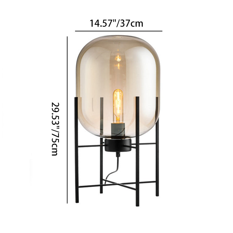 Rounded Full Curved Glass 1-Light Standing Floor Lamp With Metal Base - Creative Stylish Accent Lighting For Living Room
