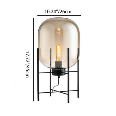 Rounded Full Curved Glass 1-Light Standing Floor Lamp With Metal Base - Creative Stylish Accent Lighting For Living Room