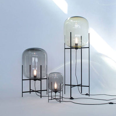Rounded Full Curved Glass 1-Light Standing Floor Lamp With Metal Base - Creative Stylish Accent Lighting For Living Room