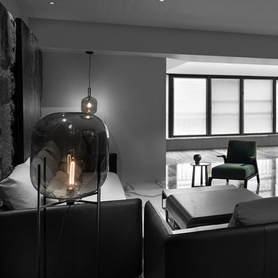 Rounded Full Curved Glass 1-Light Standing Floor Lamp With Metal Base - Creative Stylish Accent Lighting For Living Room