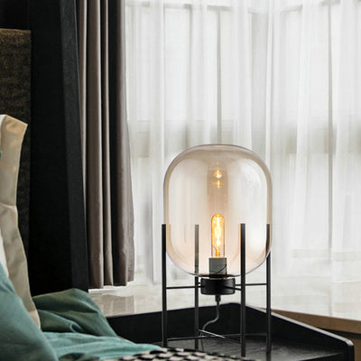 Rounded Full Curved Glass 1-Light Standing Floor Lamp With Metal Base - Creative Stylish Accent Lighting For Living Room