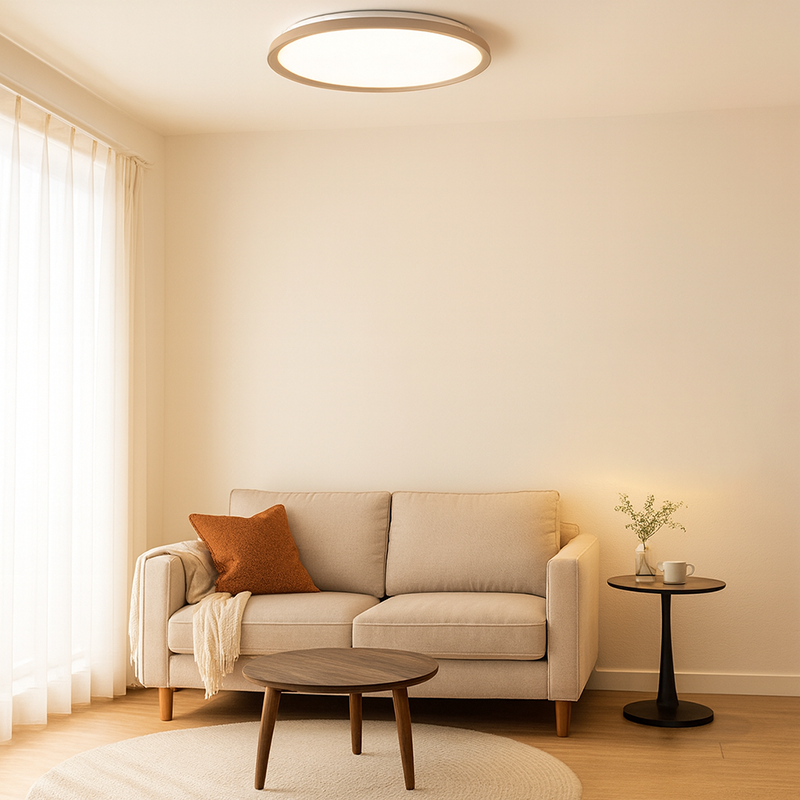 Ultra-Thin Round Aluminum Acrylic LED Flush Mount Ceiling Light - Minimalist Tylish Ambient Lighting For Living Room
