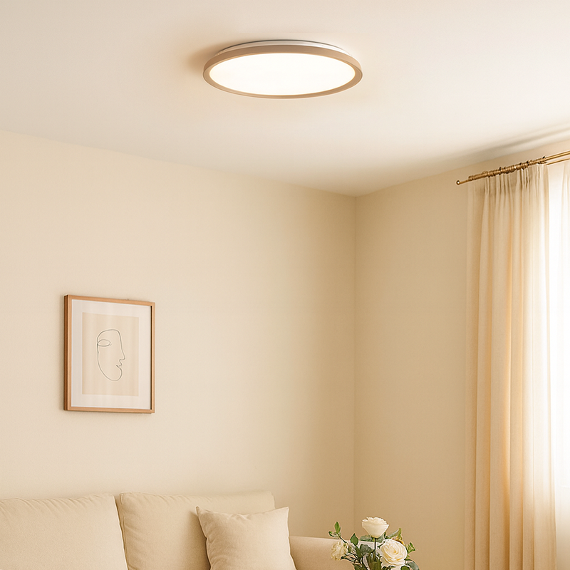 Ultra-Thin Round Aluminum Acrylic LED Flush Mount Ceiling Light - Minimalist Tylish Ambient Lighting For Living Room
