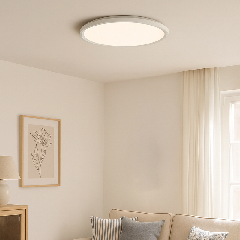 Ultra-Thin Round Aluminum Acrylic LED Flush Mount Ceiling Light - Minimalist Tylish Ambient Lighting For Living Room