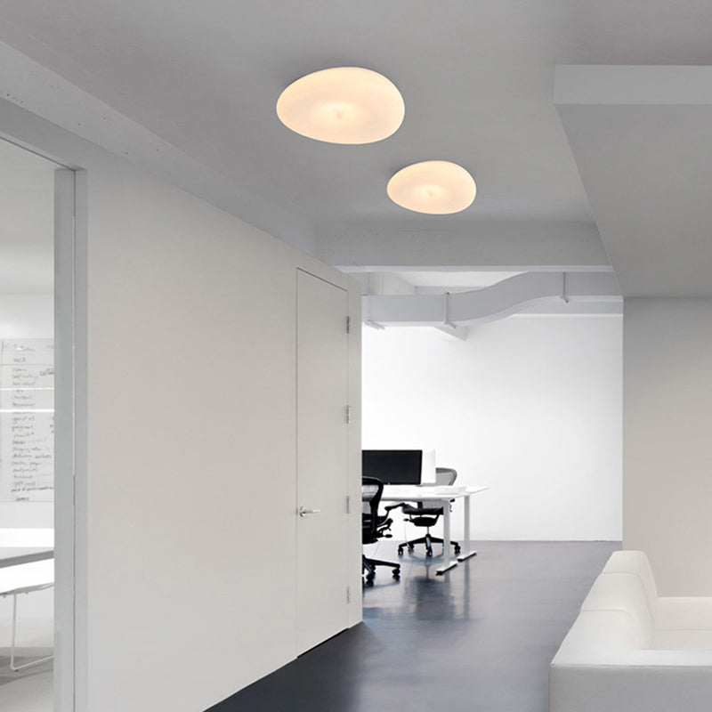Pebble-Shaped Iron PE LED Flush Mount Lighting - Nordic Eco-Friendly Ceiling Light For Living Room