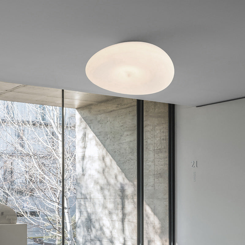 Pebble-Shaped Iron PE LED Flush Mount Lighting - Nordic Eco-Friendly Ceiling Light For Living Room