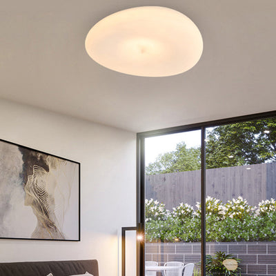 Pebble-Shaped Iron PE LED Flush Mount Lighting - Nordic Eco-Friendly Ceiling Light For Living Room