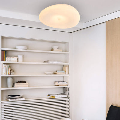 Pebble-Shaped Iron PE LED Flush Mount Lighting - Nordic Eco-Friendly Ceiling Light For Living Room