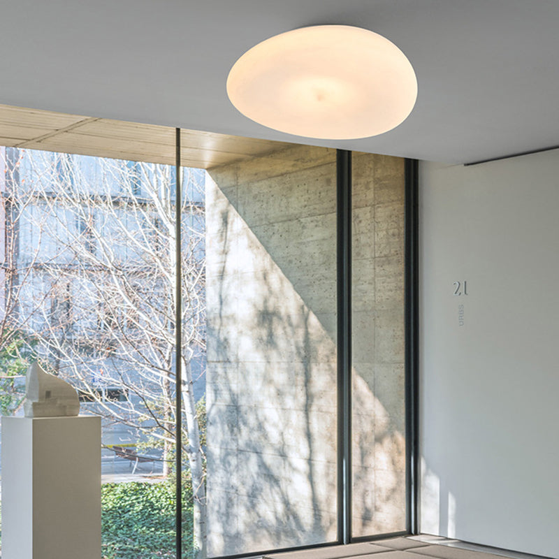 Pebble-Shaped Iron PE LED Flush Mount Lighting - Nordic Eco-Friendly Ceiling Light For Living Room