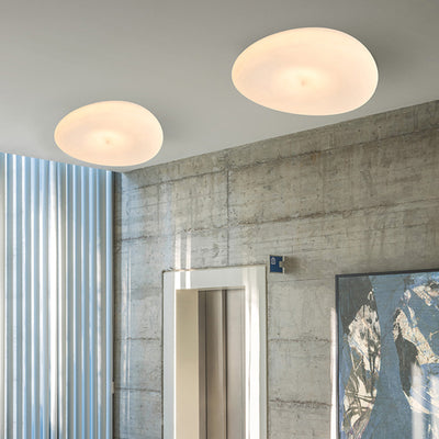 Pebble-Shaped Iron PE LED Flush Mount Lighting - Nordic Eco-Friendly Ceiling Light For Living Room