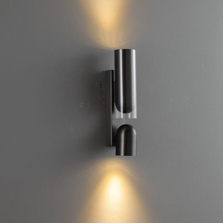 Lámpara de Pared Cilíndrica Rectangular de Acrílico de 2 Luces - Aplique de Pared de Doble Haz Industrial Para Sala de Estar 