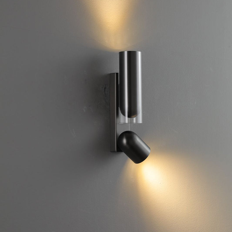 Cylinder Rectangular Acrylic 2-Light Wall Lamp - Industrial Dual Beam Wall Sconce For Living Room