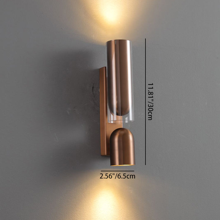 Lámpara de Pared Cilíndrica Rectangular de Acrílico de 2 Luces - Aplique de Pared de Doble Haz Industrial Para Sala de Estar 